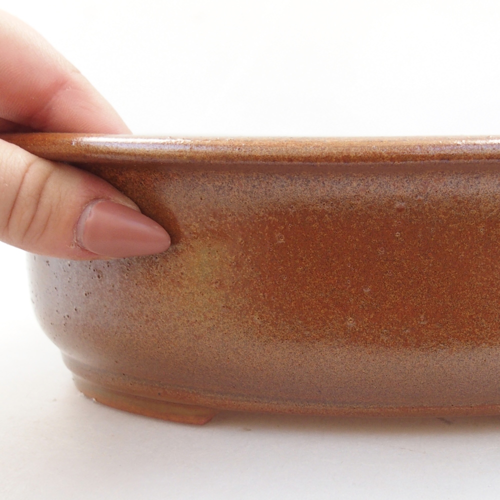 Bonsaischaal van keramiek 26 x 26 x 8 cm, kleur rood