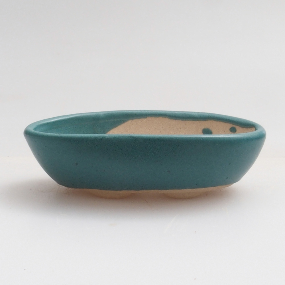 Bonsaischaal van keramiek 6,5 x 5,5 x 4 cm, kleur blauw