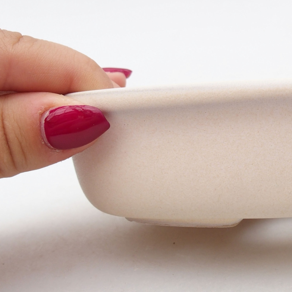 Bonsaischaal van keramiek 11,5 x 11,5 x 5 cm, beige