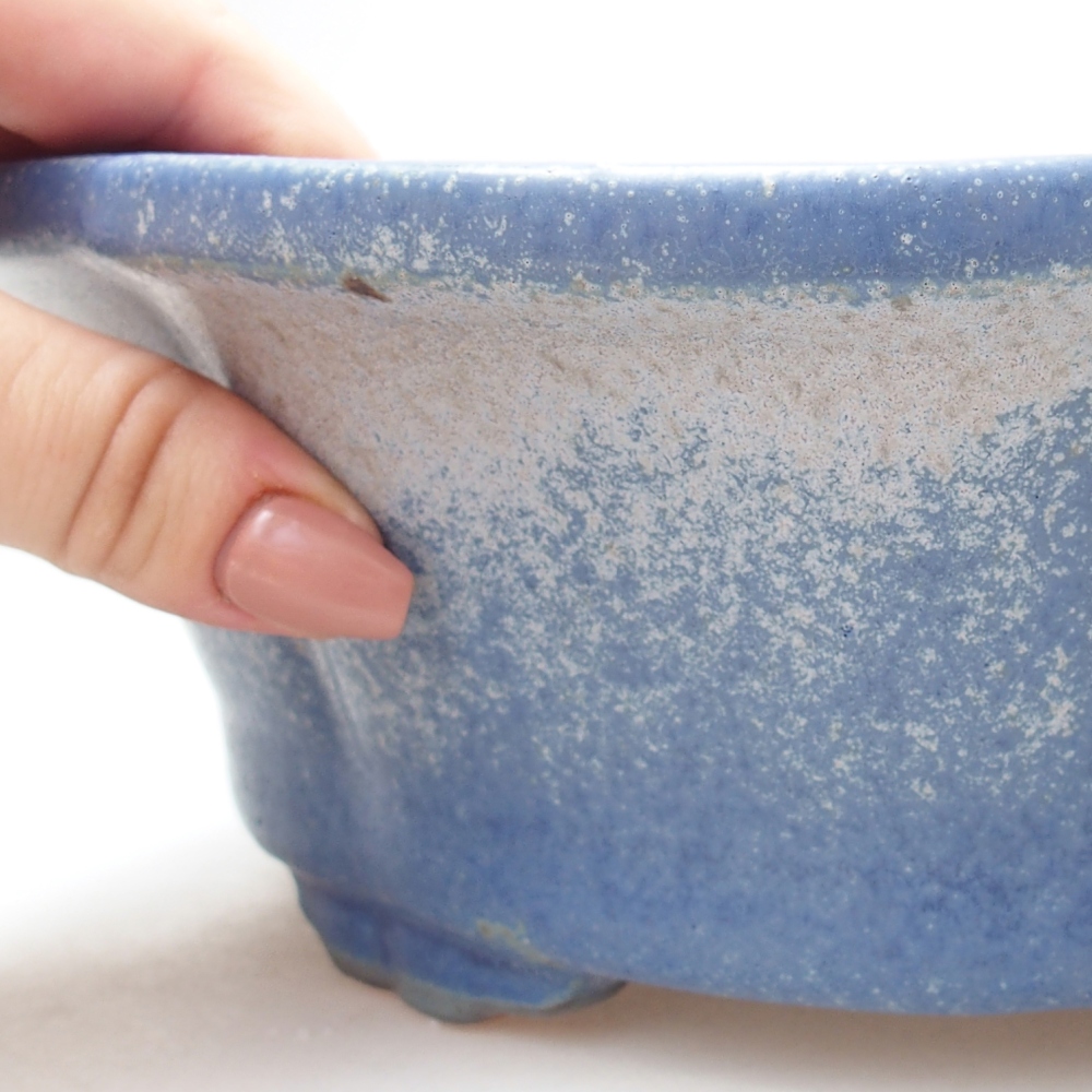 Bonsaischaal van keramiek 26,5 x 26,5 x 8 cm, kleur blauw