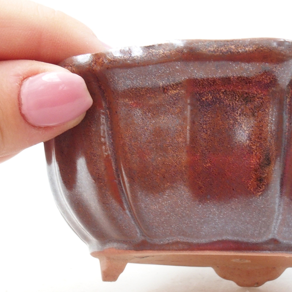 Bonsaischaal van keramiek 11 x 11 x 5 cm, bruin