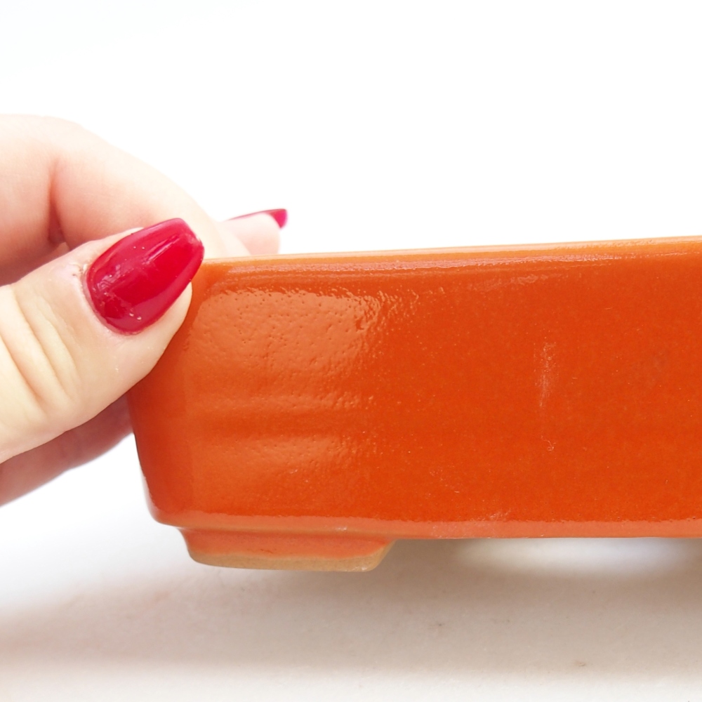 Bonsaischaal van keramiek 26 x 26 x 8 cm, kleur rood