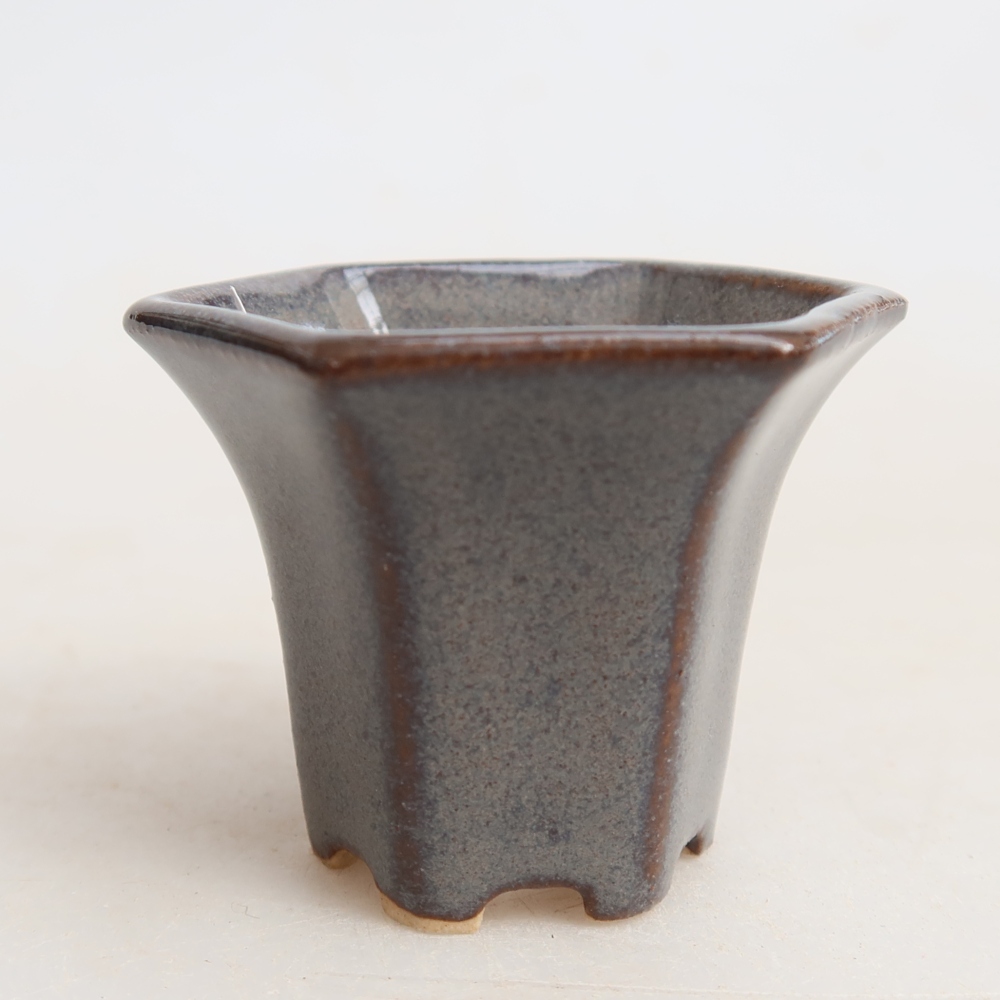 Keramische bonsaipot 4,5 x 4 x 3,5 cm, kleur grijs