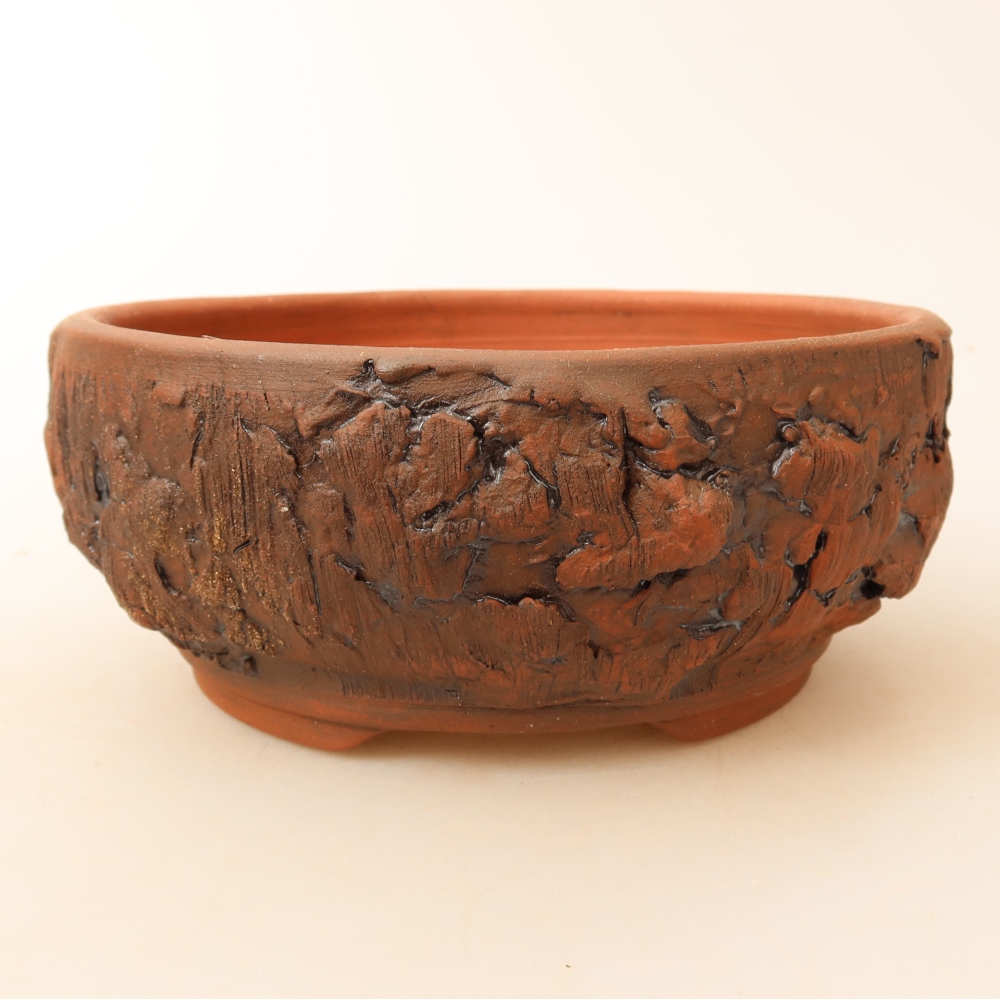Keramische bonsaipot 16 x 16 x 6,5 cm, kleur bruin