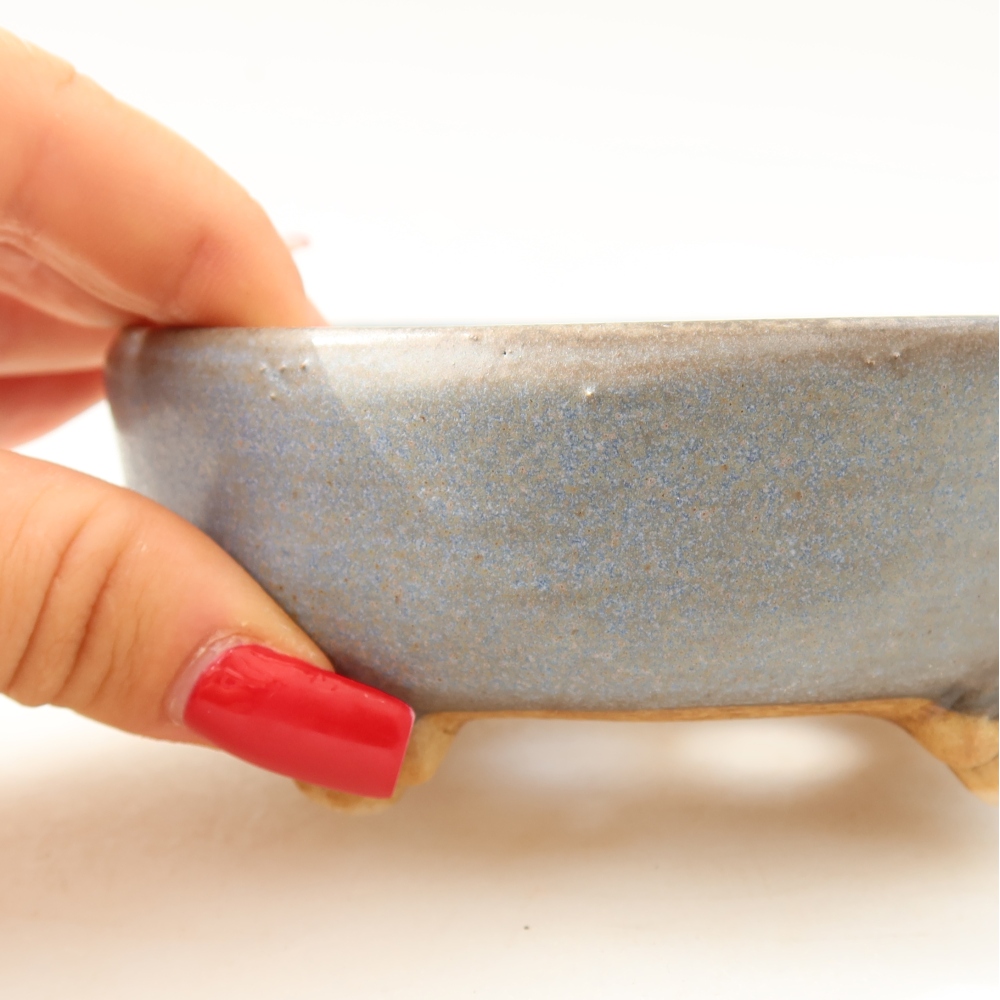 Keramische bonsaischaal 10,5 x 10,5 x 4 cm, kleur: blauw
