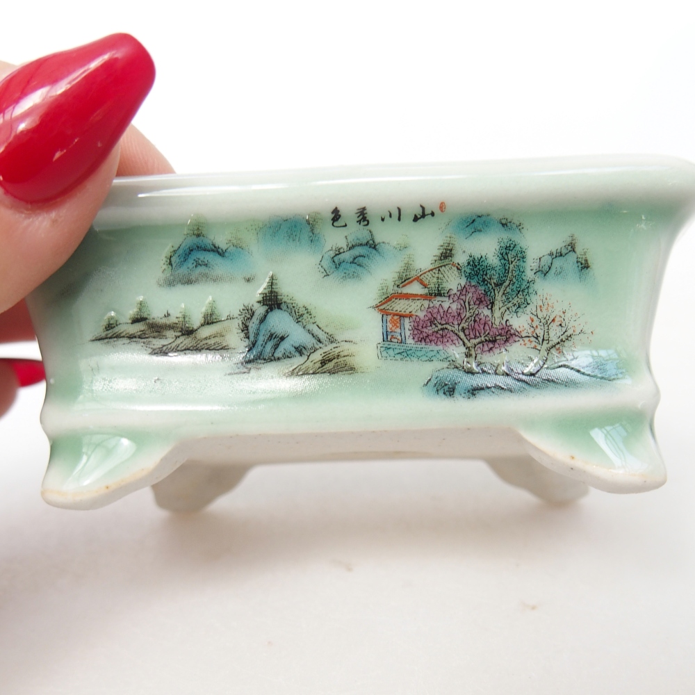 Mini bonsaischaal 8 x 6 x 3 cm, groen