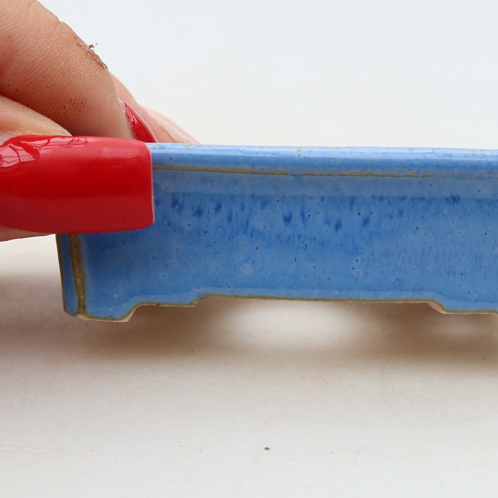 Keramische bonsaischaal 7 x 5 x 2 cm, kleur: blauw