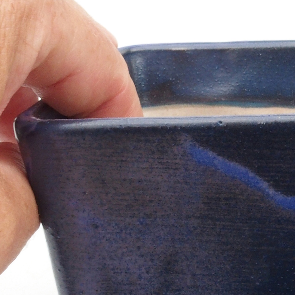 Bonsaischaal van keramiek 10,5 x 10,5 x 10,5 cm, kleur blauw