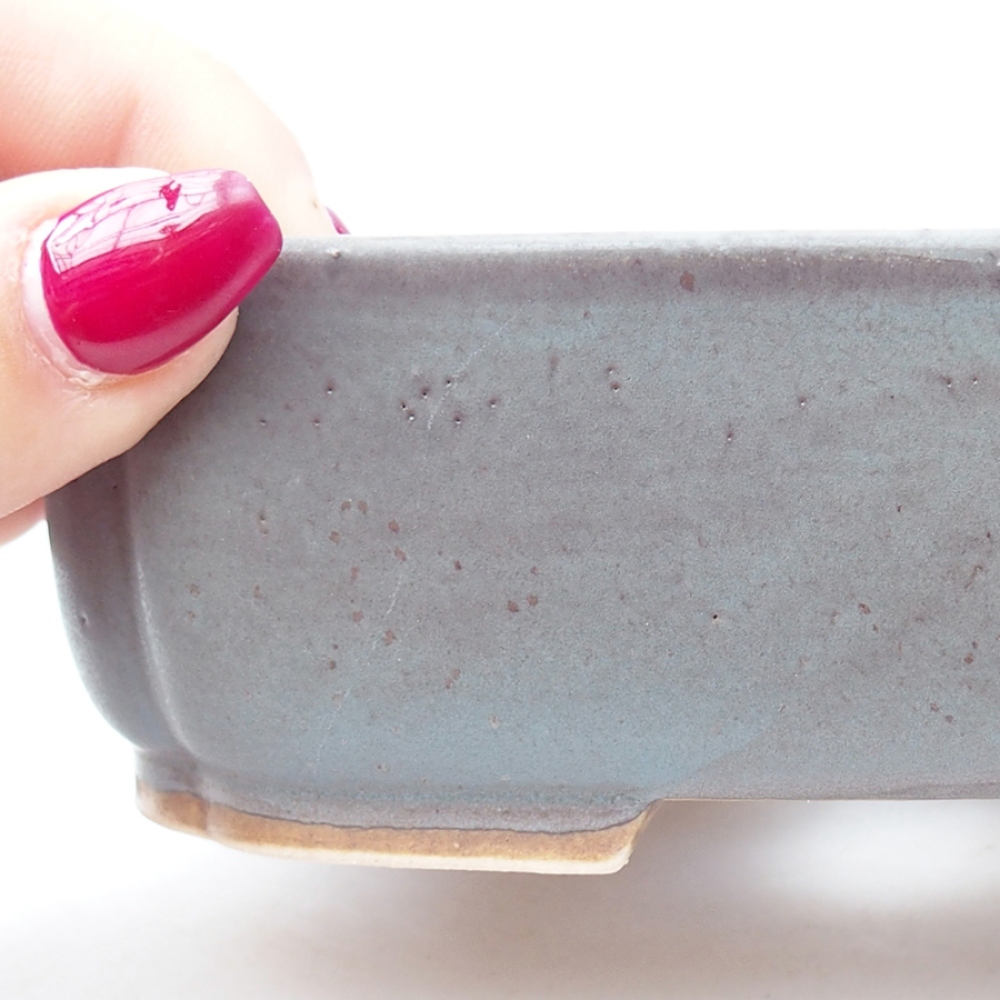 Bonsaischaal van keramiek 13,5 x 12 x 4 cm, kleur blauw
