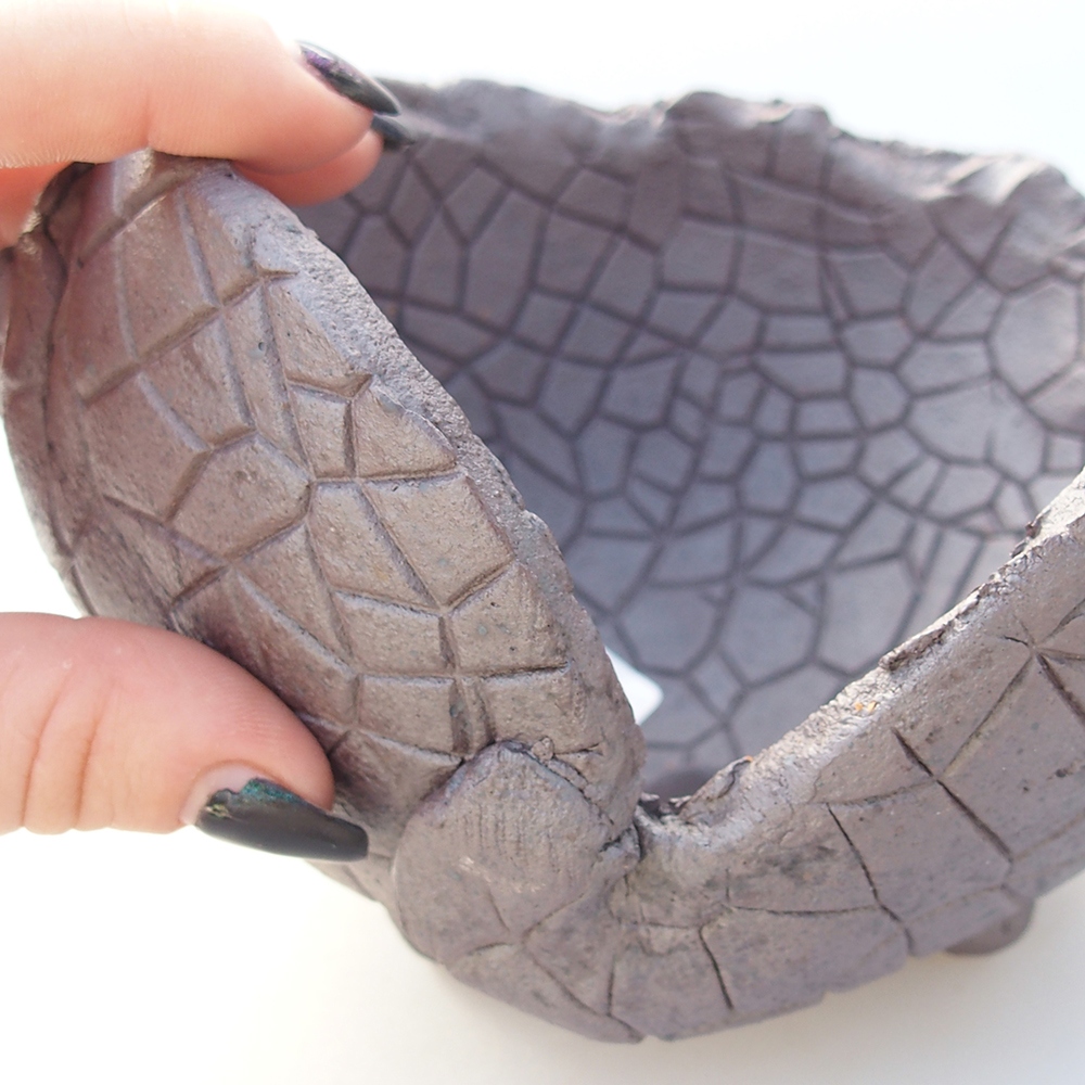 Keramische schaal 15 x 14,5 x 10 cm , metaalkleur