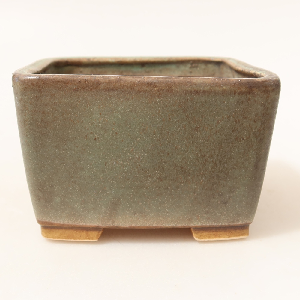 Keramische bonsaipot 10,5 x 10,5 x 7 cm, kleur groen