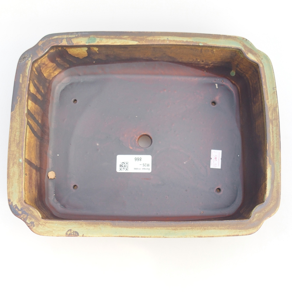 Bonsaischaal van keramiek 28 x 22,5 x 7 cm, groenbruin