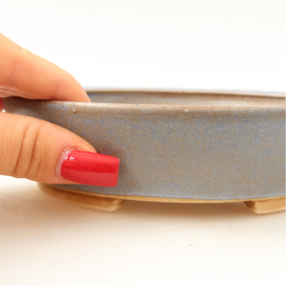 Keramische bonsaipot 15 x 14 x 4 cm, kleur: blauw