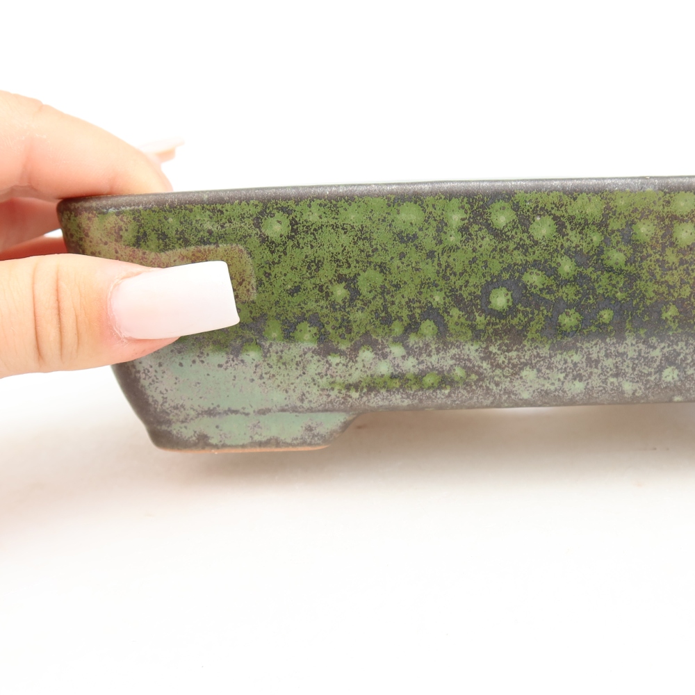 Bonsaischaal van keramiek 18 x 13 x 5 cm, groen