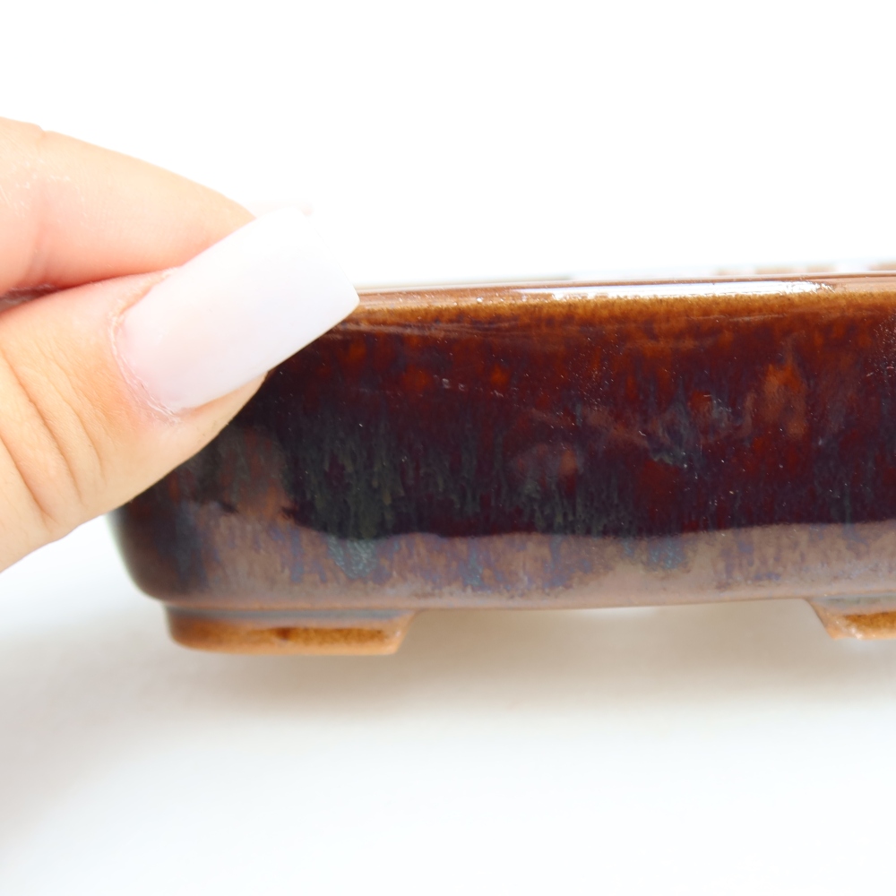 Keramische bonsaipot 12,5 x 9,5 x 4 cm, kleur bruin