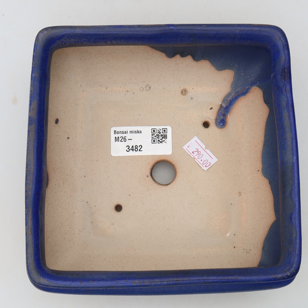 Keramische bonsaischaal 15,5 x 15,5 x 6 cm, kleur: blauw