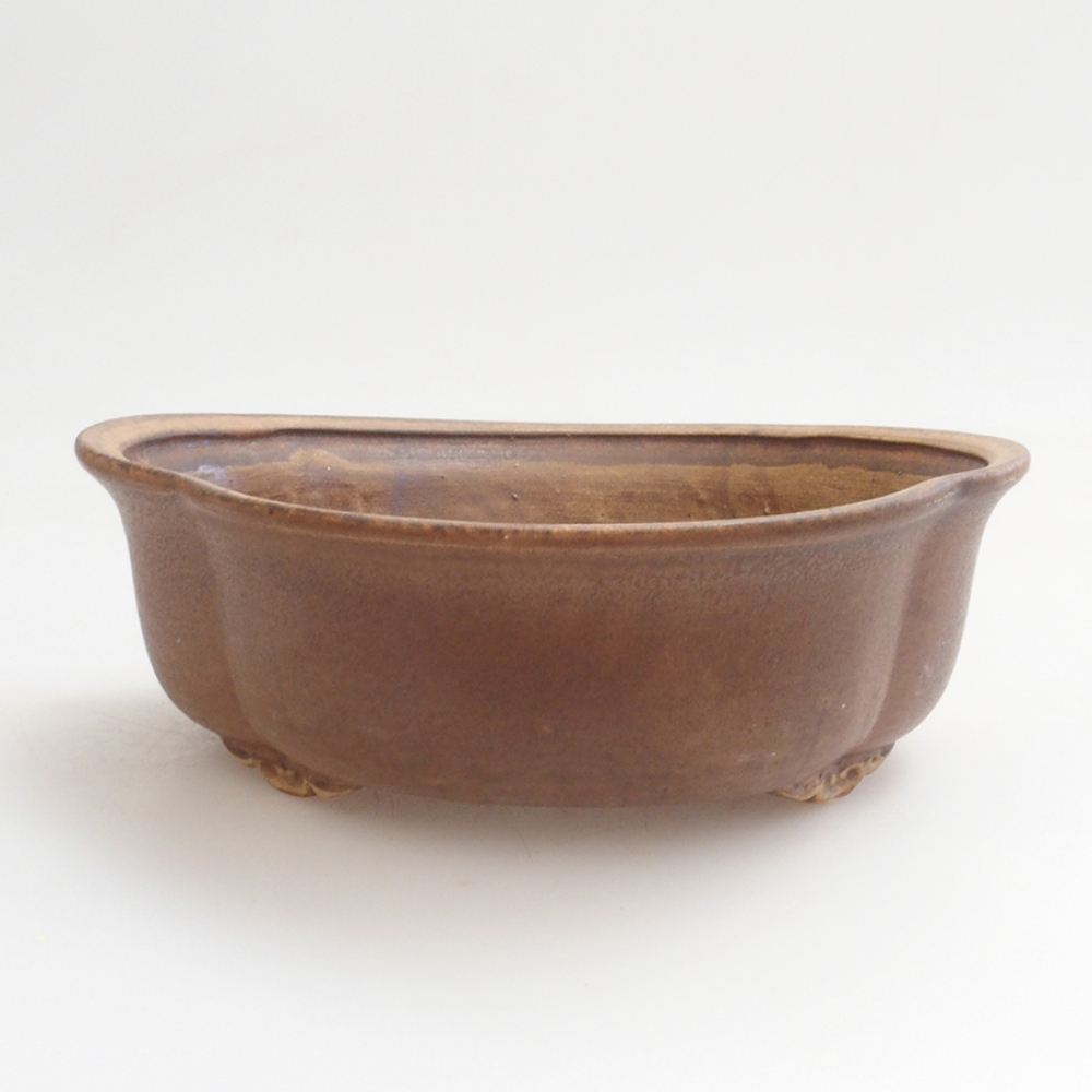 Bonsaischaal van keramiek 10 x 8,5 x 4 cm, bruin