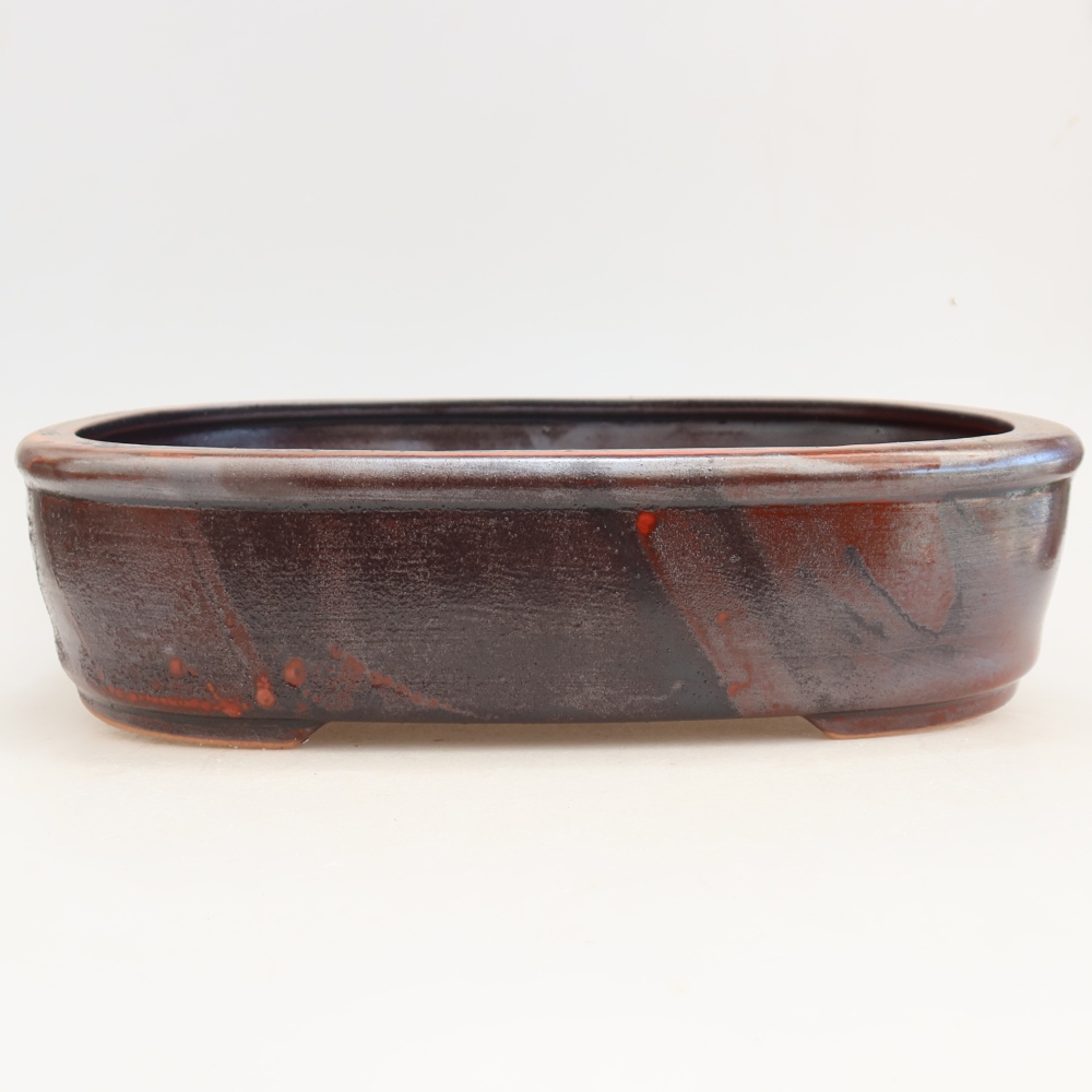 Keramische bonsaipot 31,5 x 24 x 8 cm, kleur metaalrood