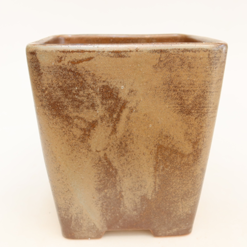 Bonsaischaal van keramiek 14 x 14 x 15 cm, bruin