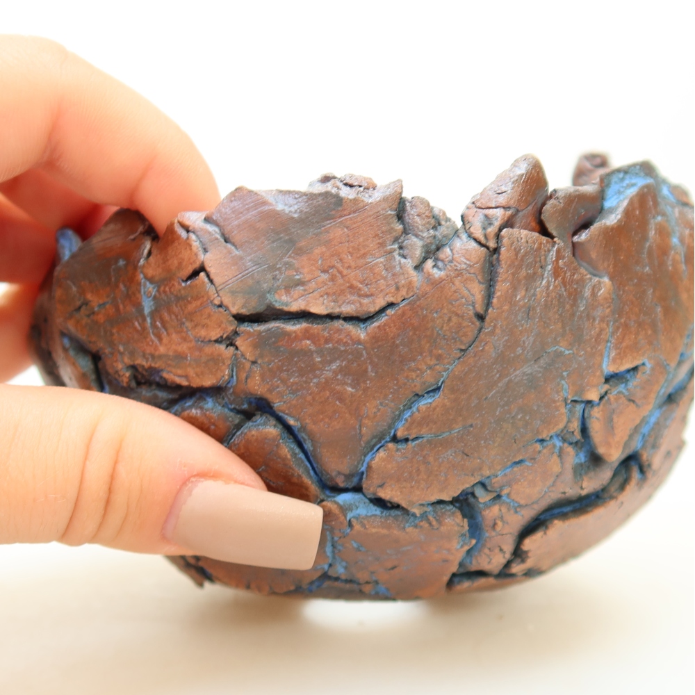 Keramische schaal 10,5 x 10 x 7,5 cm, kleur: blauw
