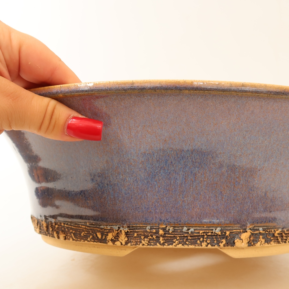 Keramische bonsaipot 29,5 x 29,5 x 9,5 cm, kleur: blauw