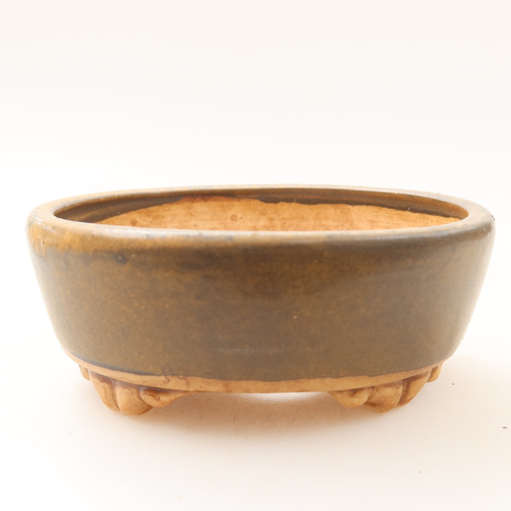 Bonsaischaal van keramiek 9,5 x 8 x 4 cm, bruin