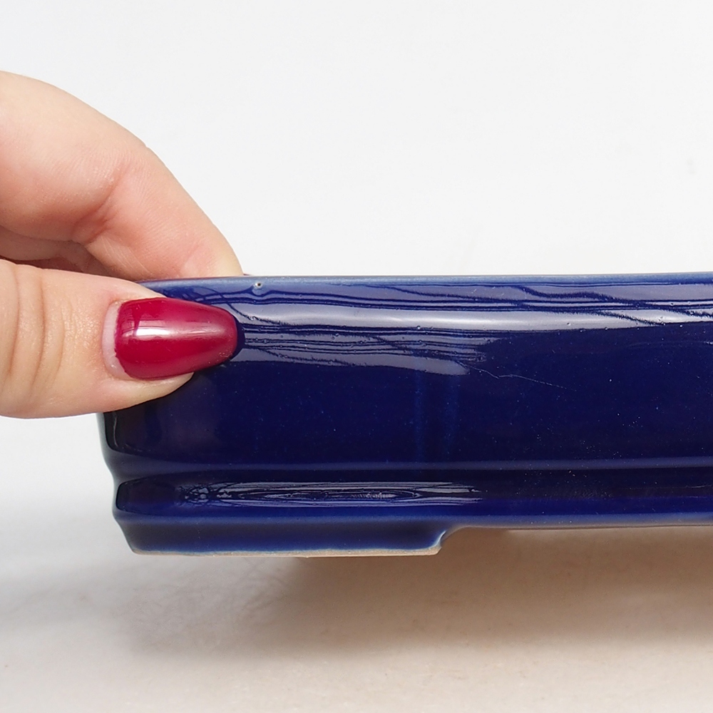 Bonsaischaal van keramiek 18 x 13 x 4 cm, kleur blauw