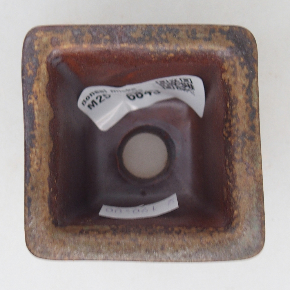 Bonsaischaal van keramiek 5,5 x 5,5 x 5,5 cm, bruin