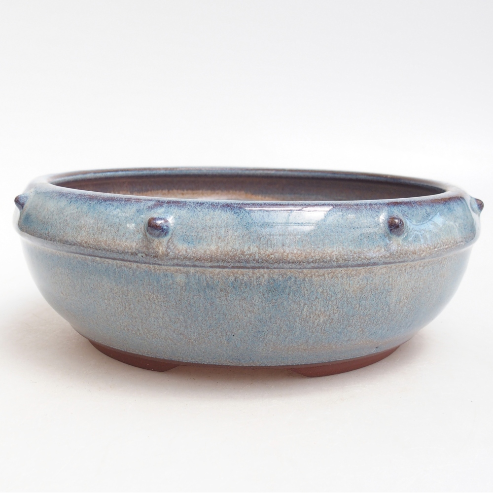 Bonsaischaal van keramiek 18,5 x 18,5 x 6,5 cm, kleur blauw