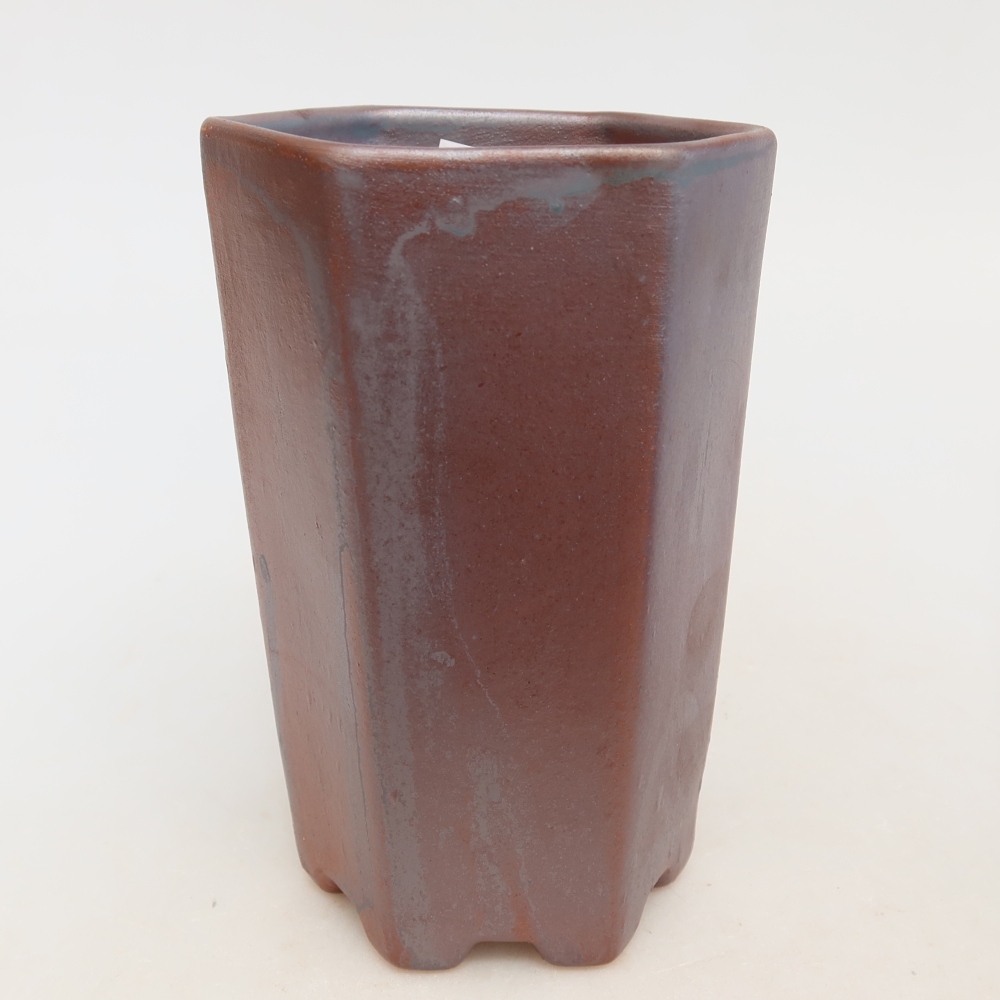 Keramische bonsaipot 9,5 x 8,5 x 14,5 cm, metaalachtige kleur