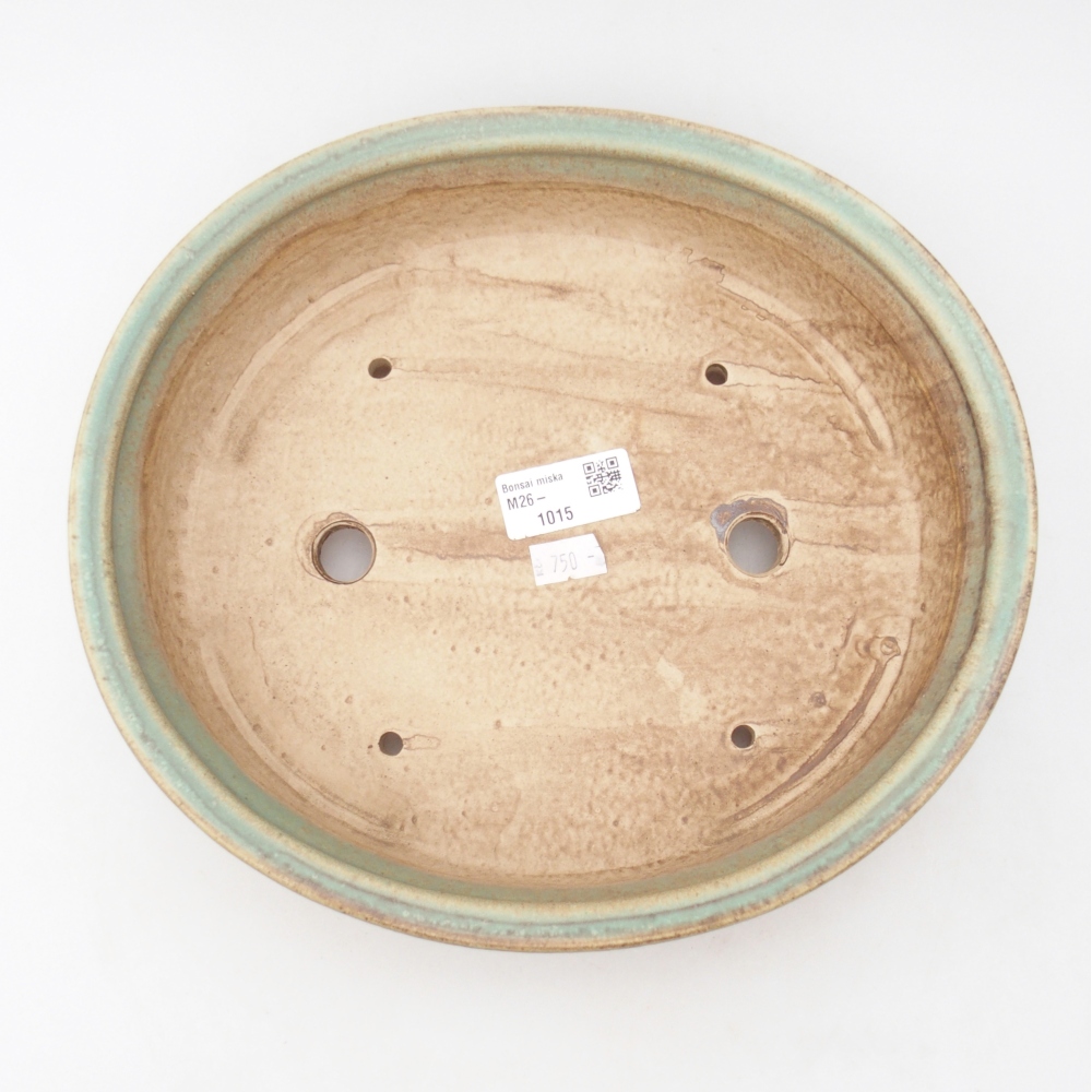 Bonsaischaal van keramiek 26 x 23,5 x 5,5 cm, groen