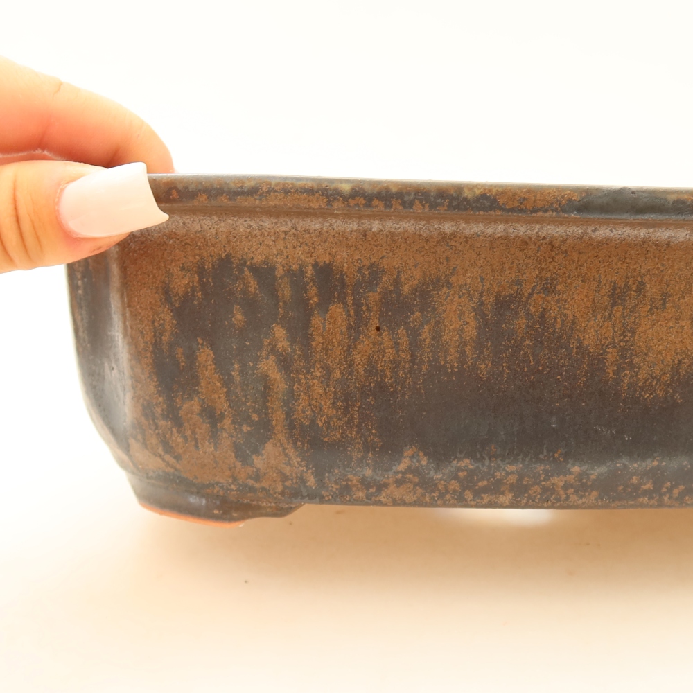 Keramische bonsaipot 24,5 x 21 x 7,5 cm, kleur bruin
