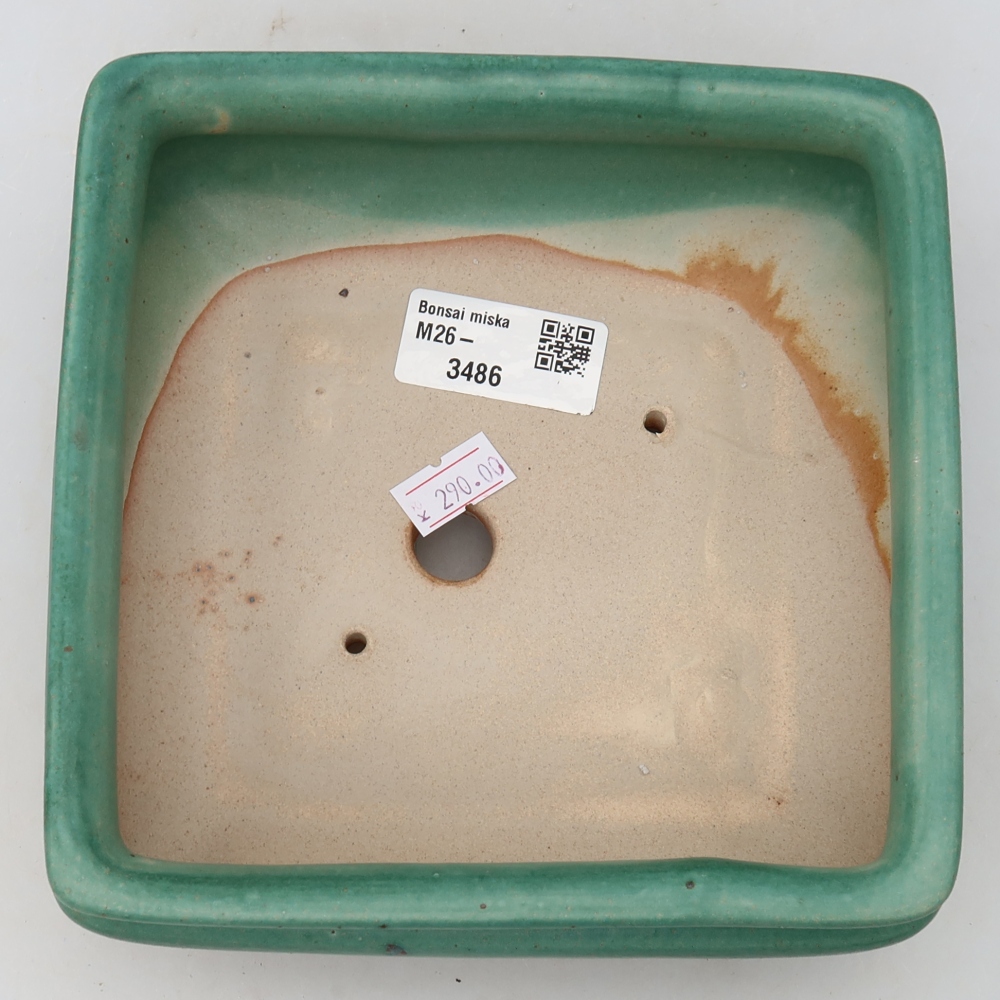 Bonsaischaal van keramiek 15,5 x 15,5 x 6 cm, groen