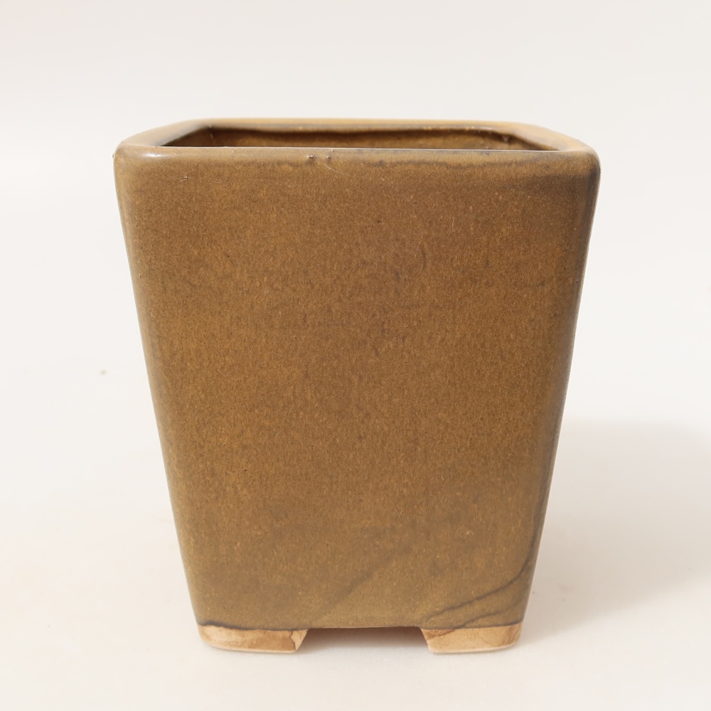 Keramische bonsaipot 10,5 x 10,5 x 12 cm, kleur bruin