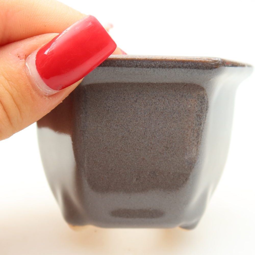 Keramische bonsaischaal 7 x 6,5 x 5 cm, kleur grijs