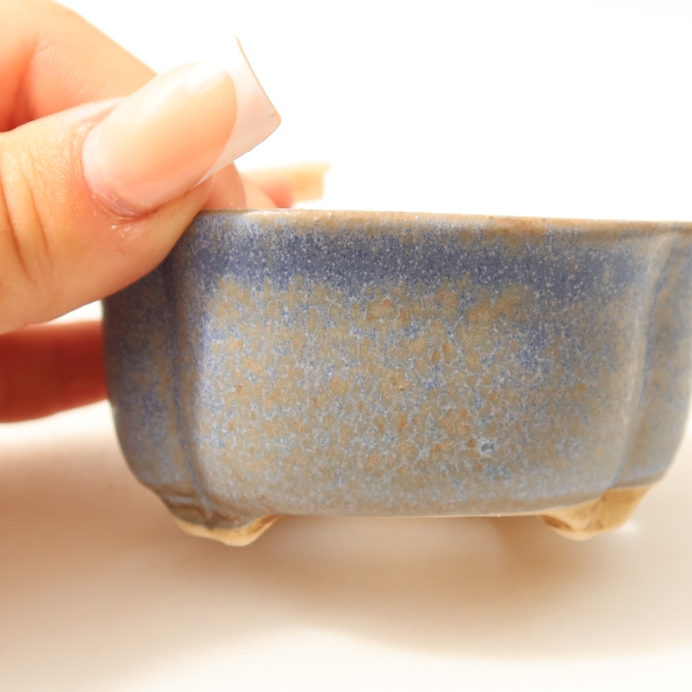 Keramische bonsaischaal 8 x 7,5 x 3,5 cm, kleur: blauw