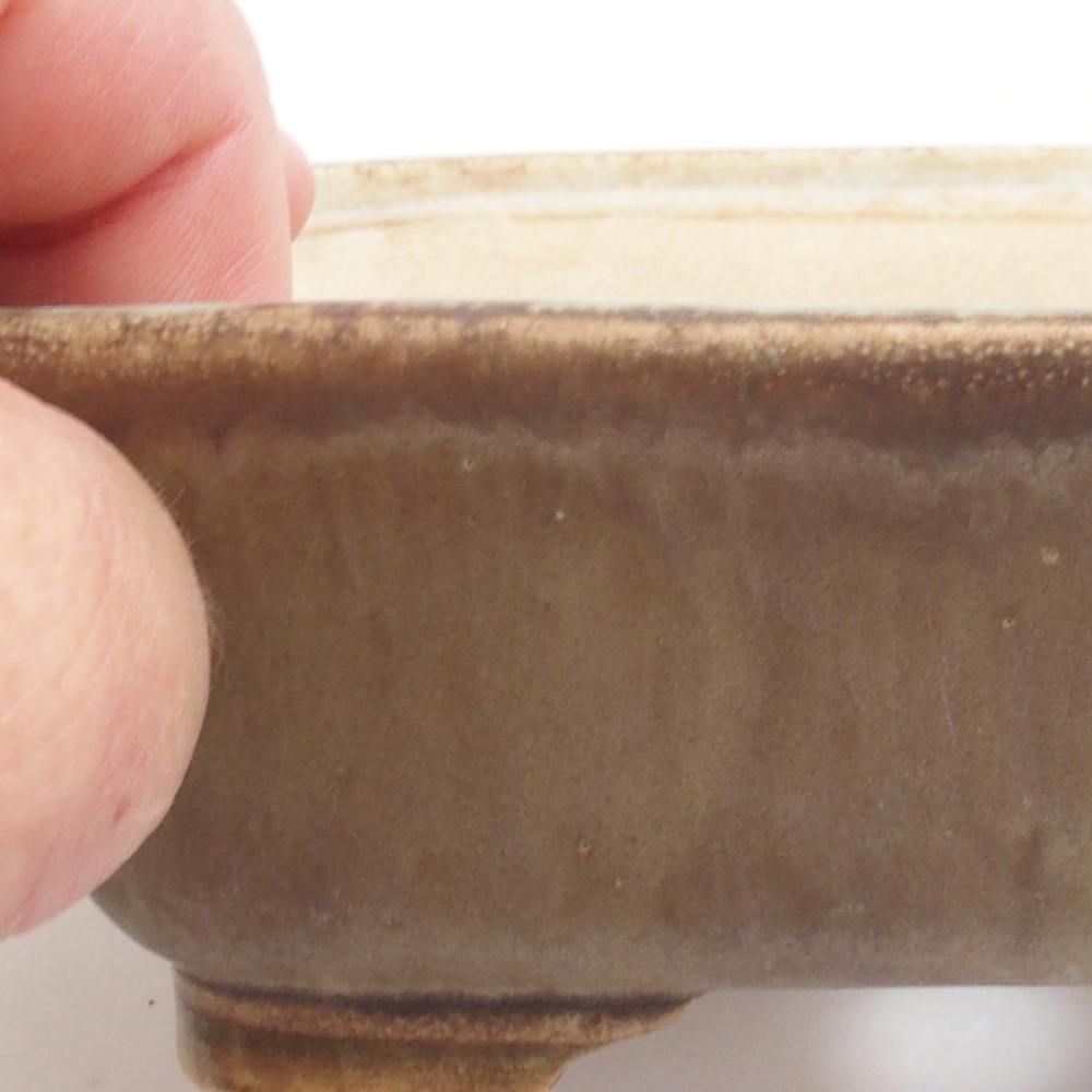 Bonsaischaal van keramiek 10 x 8,5 x 4 cm, bruin
