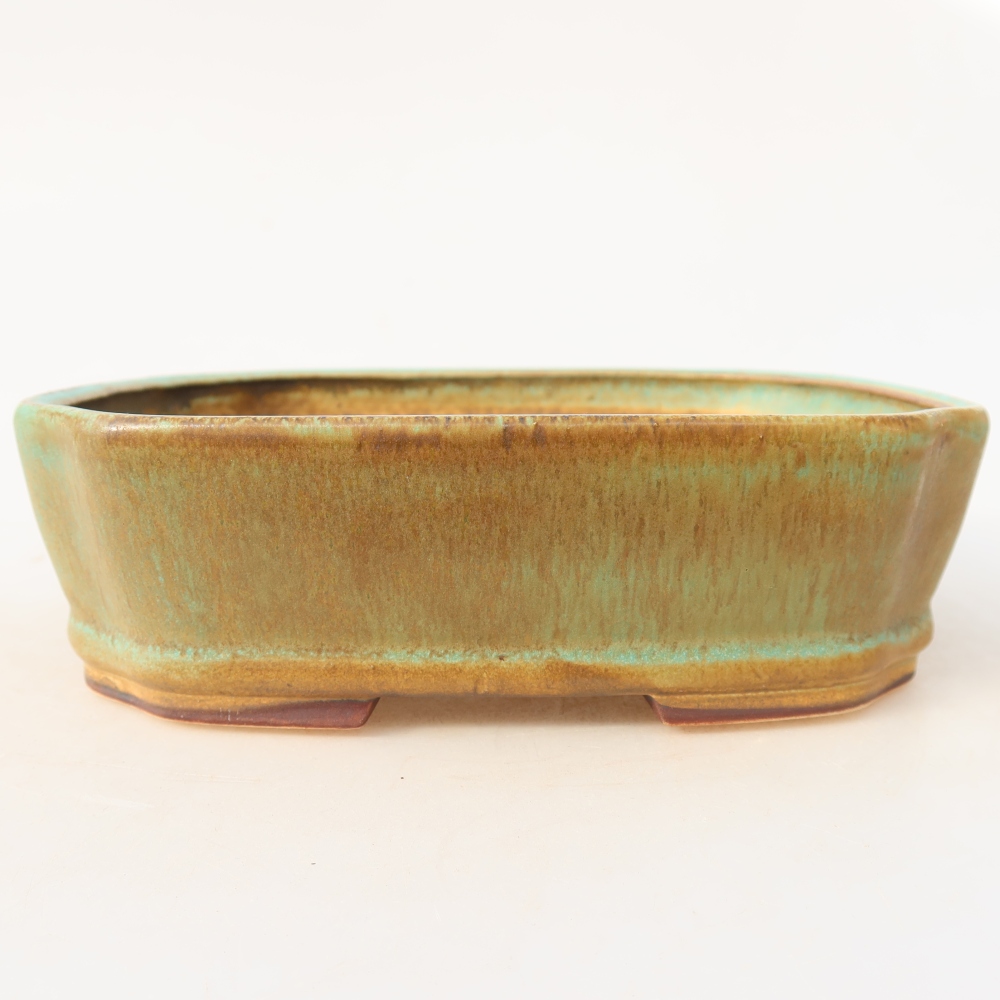 Bonsaischaal van keramiek 17,5 x 14,5 x 5 cm, groen