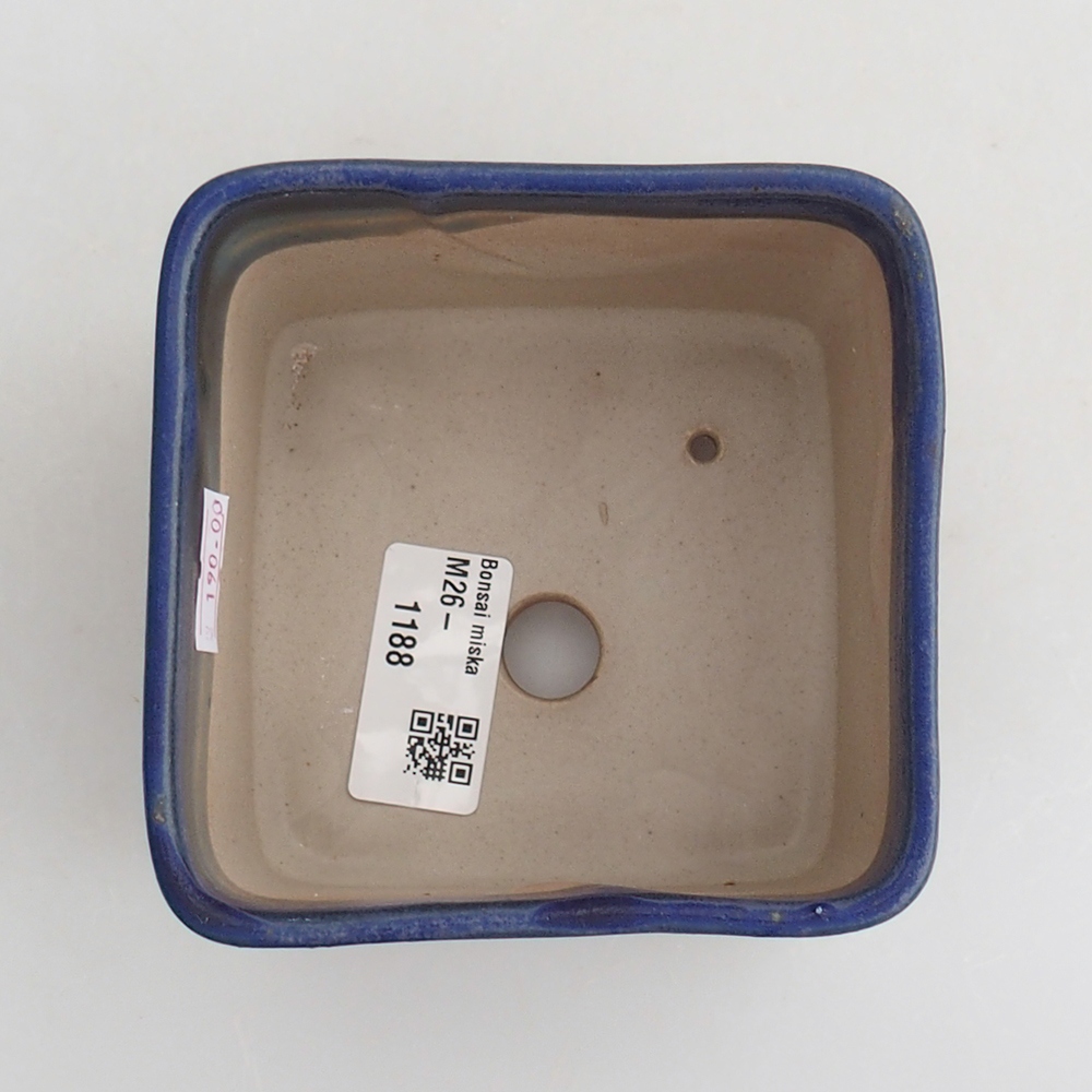 Bonsaischaal van keramiek 10 x 10 x 8 cm, kleur blauw