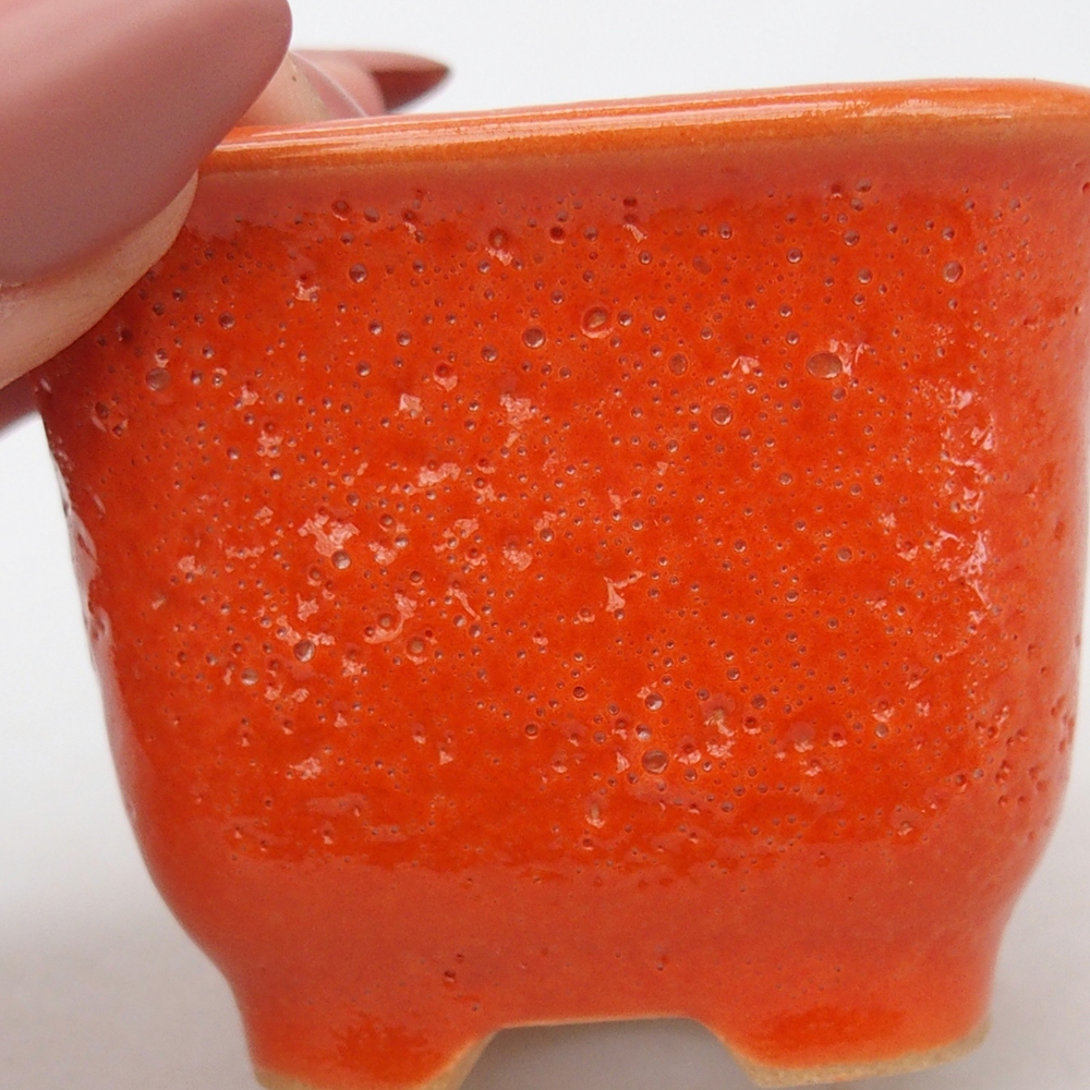 Bonsaischaal van keramiek 6,5 x 6,5 x 5 cm, oranje
