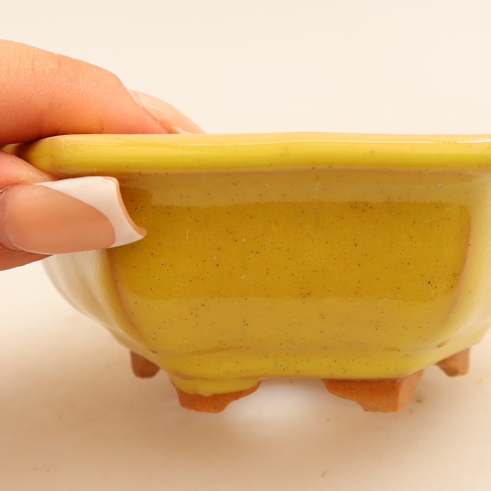 Keramische bonsaipot 12 x 10,5 x 4 cm, kleur geel
