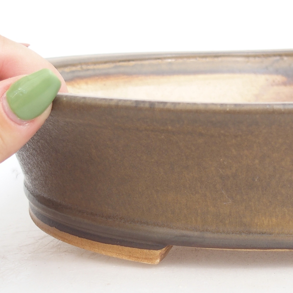 Bonsaischaal van keramiek 28 x 25 x 6,5 cm, bruin