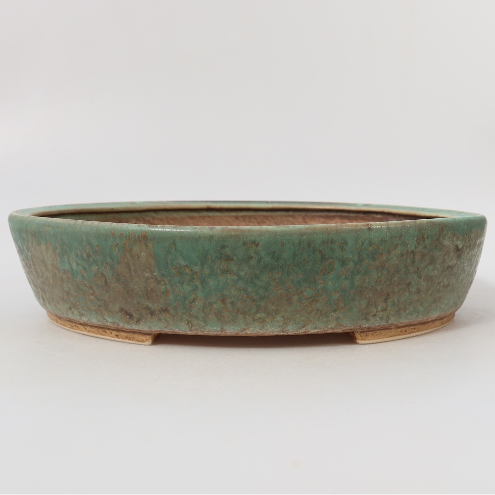 Bonsaischaal van keramiek 26,5 x 24 x 5,5 cm, groen