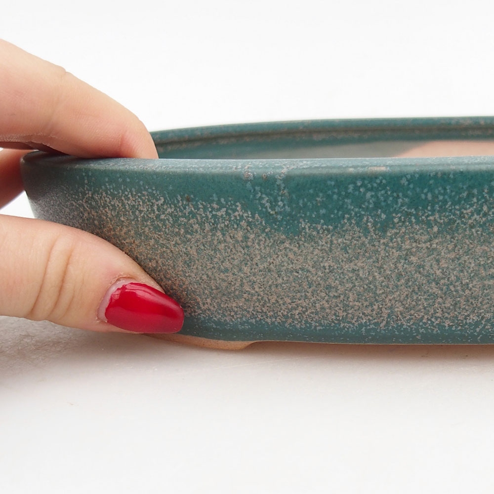 Bonsaischaal van keramiek 22 x 17 x 4 cm, kleur blauw