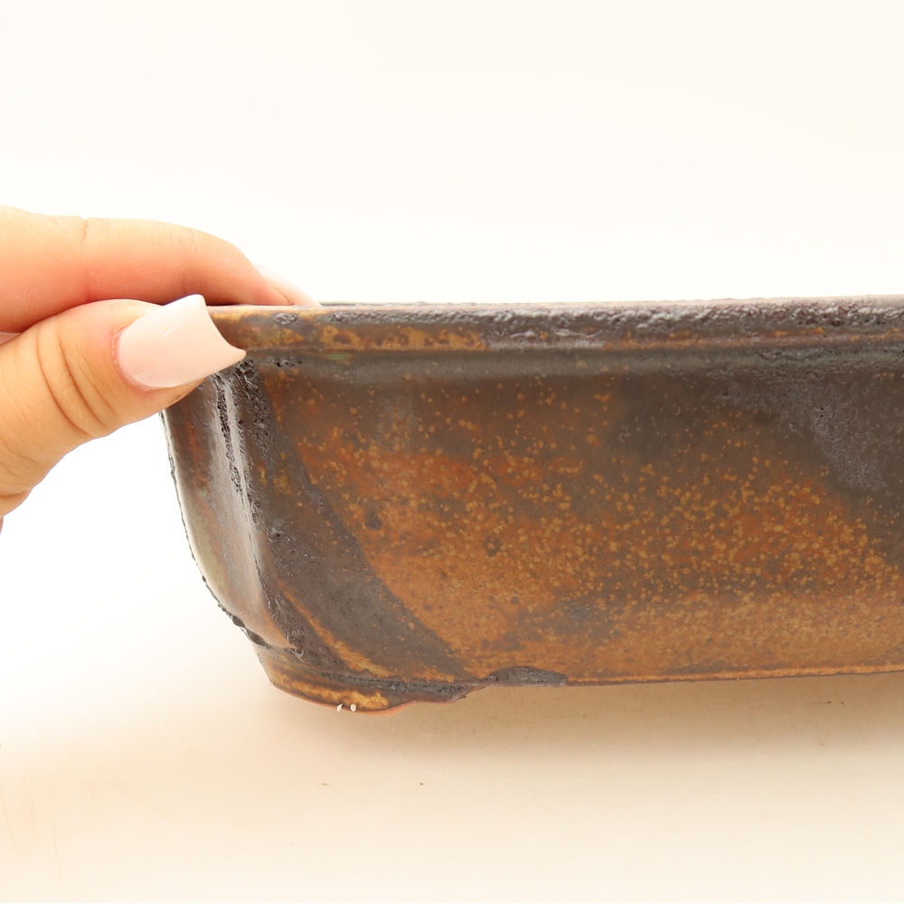 Keramische bonsaipot 24,5 x 21 x 7,5 cm, kleur bruin