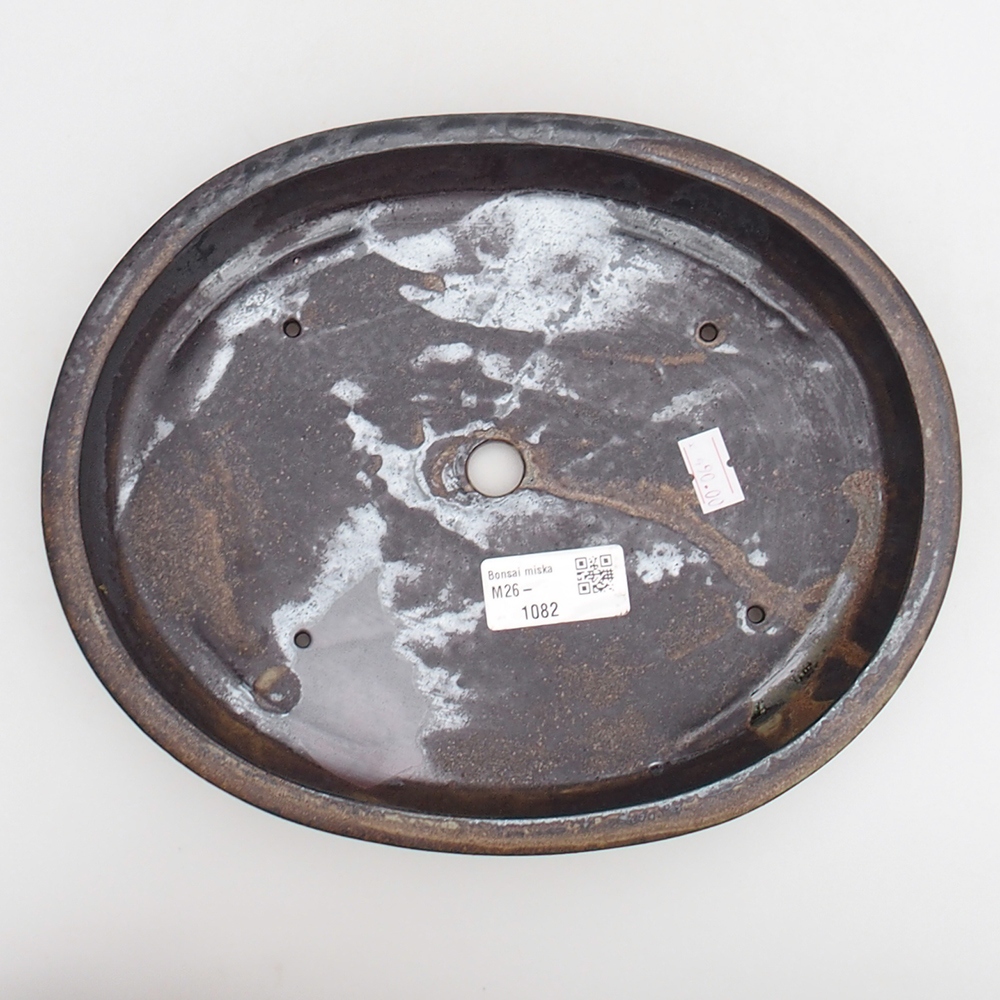 Bonsaischaal van keramiek 24 x 19,5 x 4 cm, zwartbruin