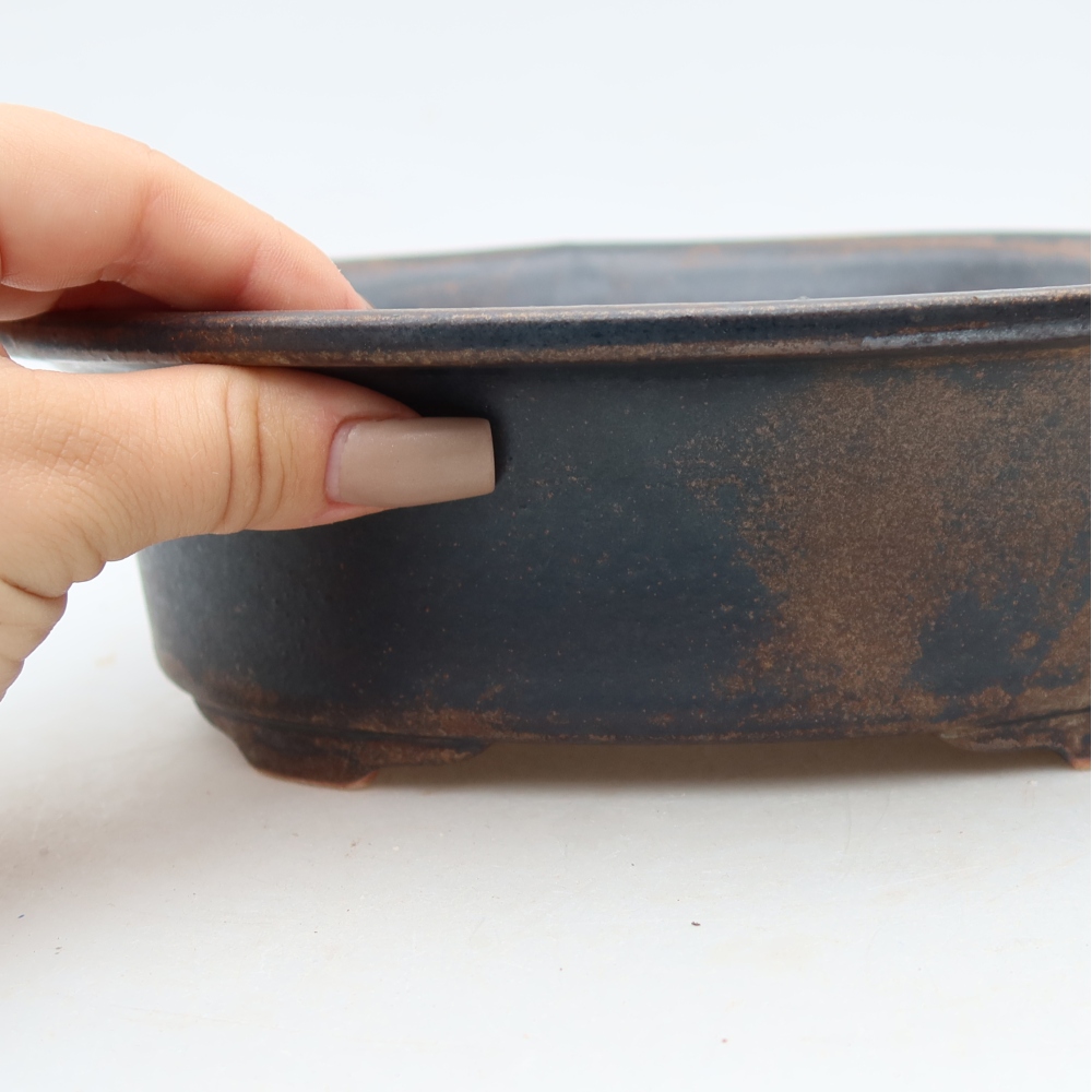 Keramische bonsaischaal 22,5 x 17,5 x 6,5 cm, kleur bruin