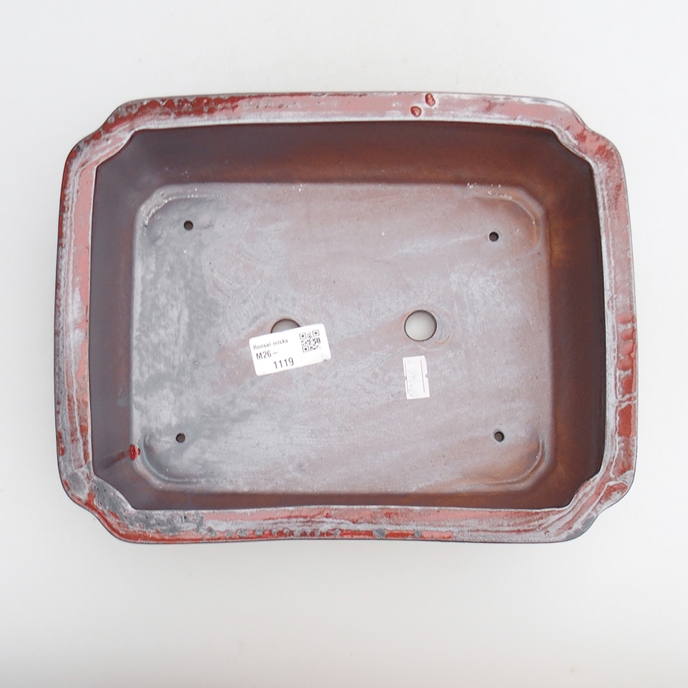 Bonsaischaal van keramiek 27 x 21 x 7 cm, kleur rood