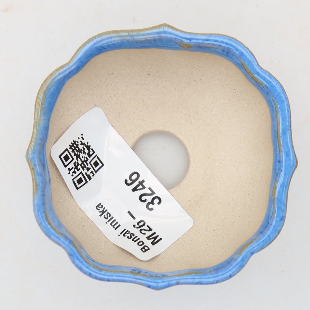 Keramische bonsaipot 6 x 6 x 3 cm, kleur: blauw