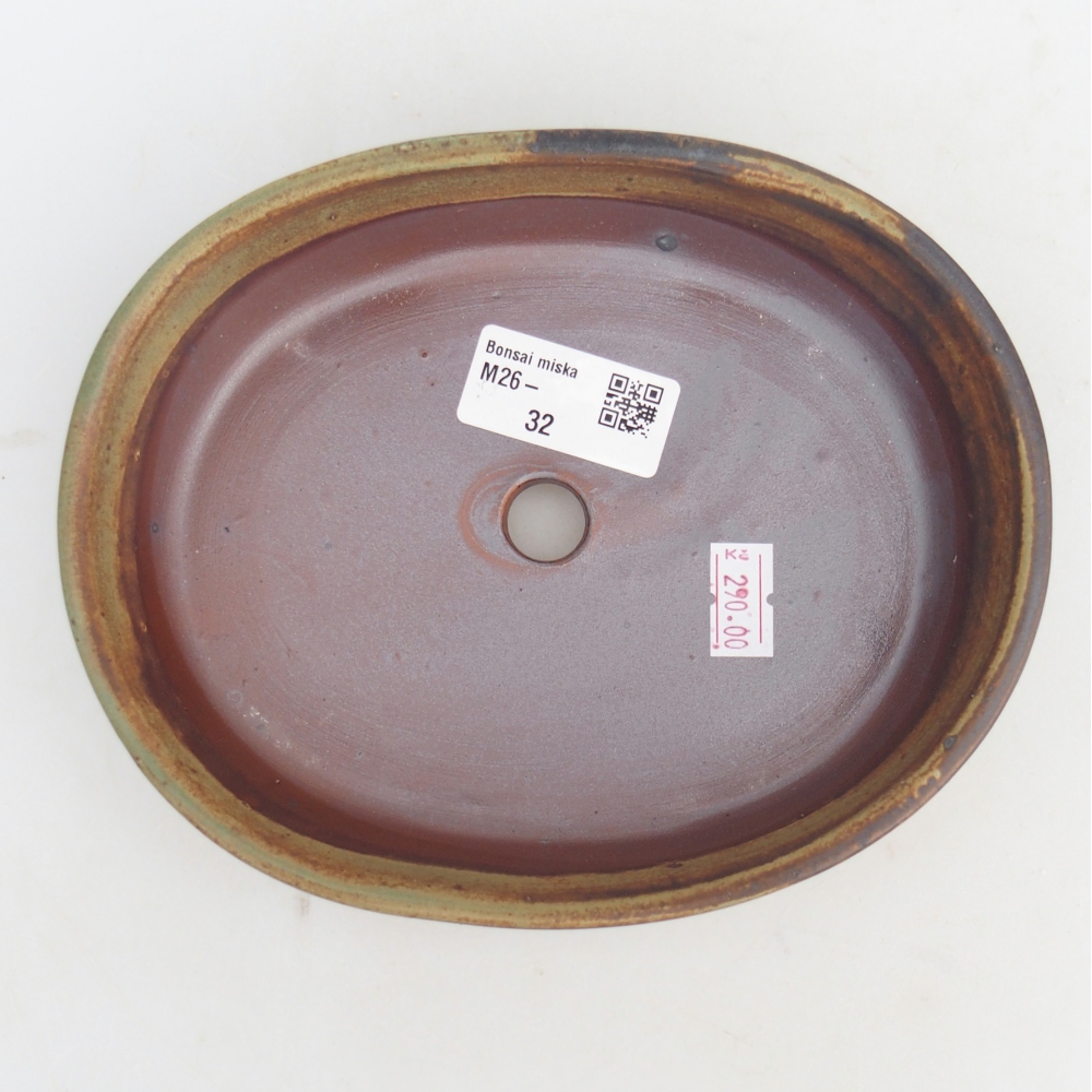 Bonsaischaal van keramiek 17 x 14 x 4 cm, groen